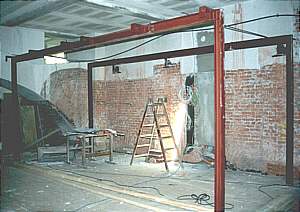 steel structure of the cloakroom box in the basement